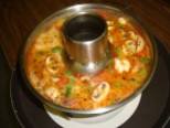 Tom Yum is a spicy Thai soup with mushrooms and shrimp or seafood.